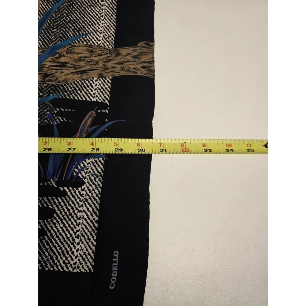 Codello Silk Scarf Ducks Bird Wildlife Nature Print Navy Blue Vintage Square 31